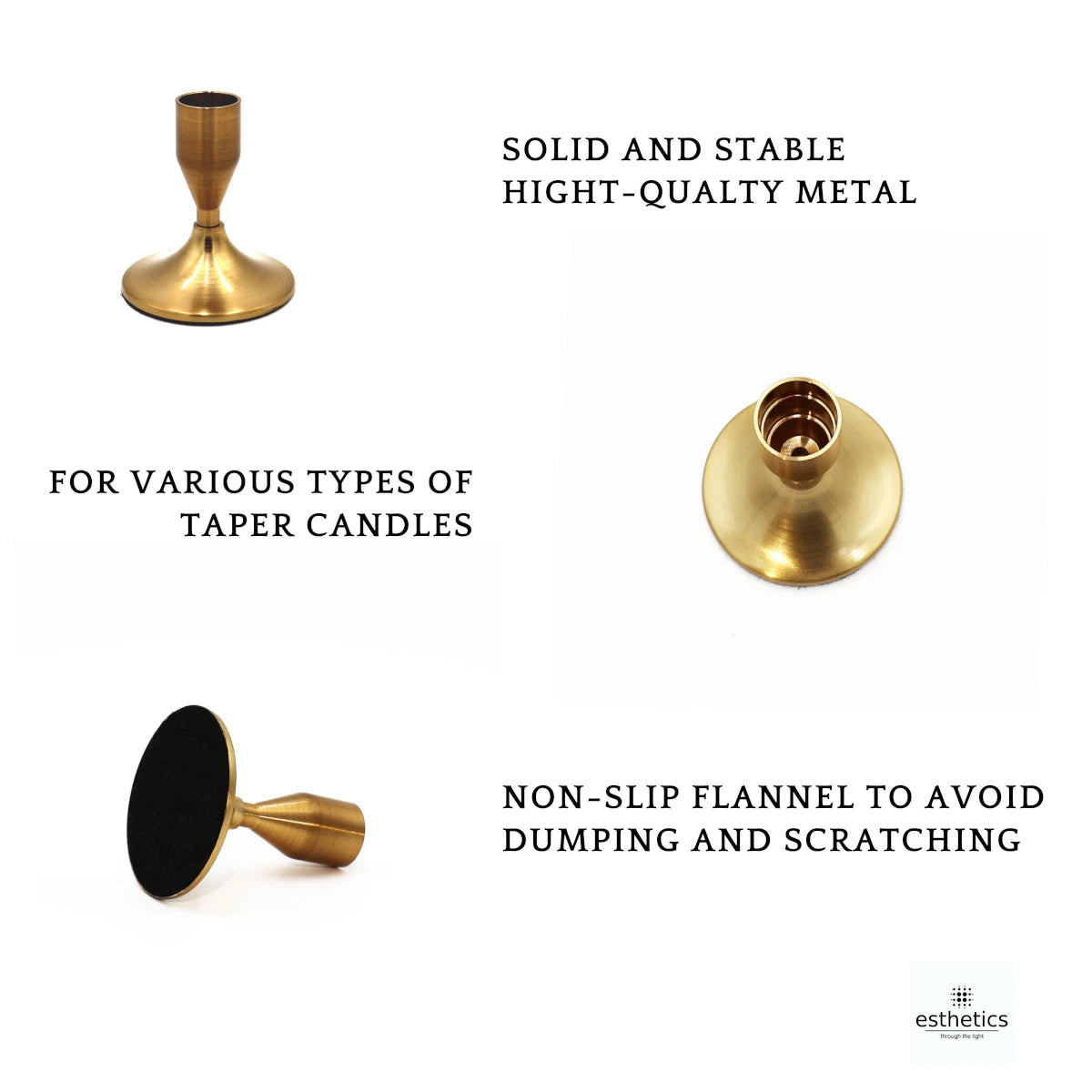 Two Classic Gold Candlestick for Taper Candles