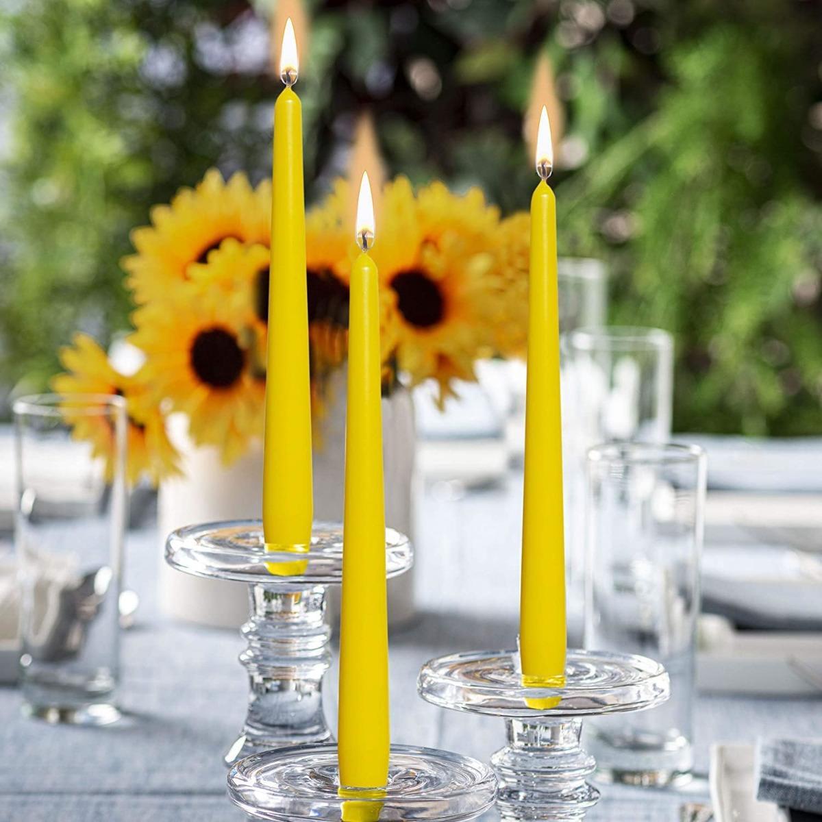 Antic Taper Yellow Candles 12 pc