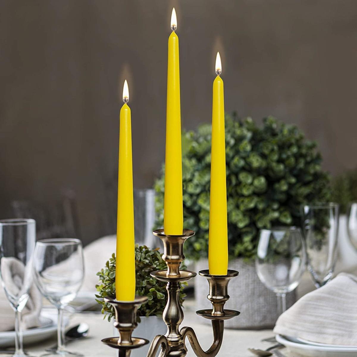 Antic Taper Yellow Candles 12 pc