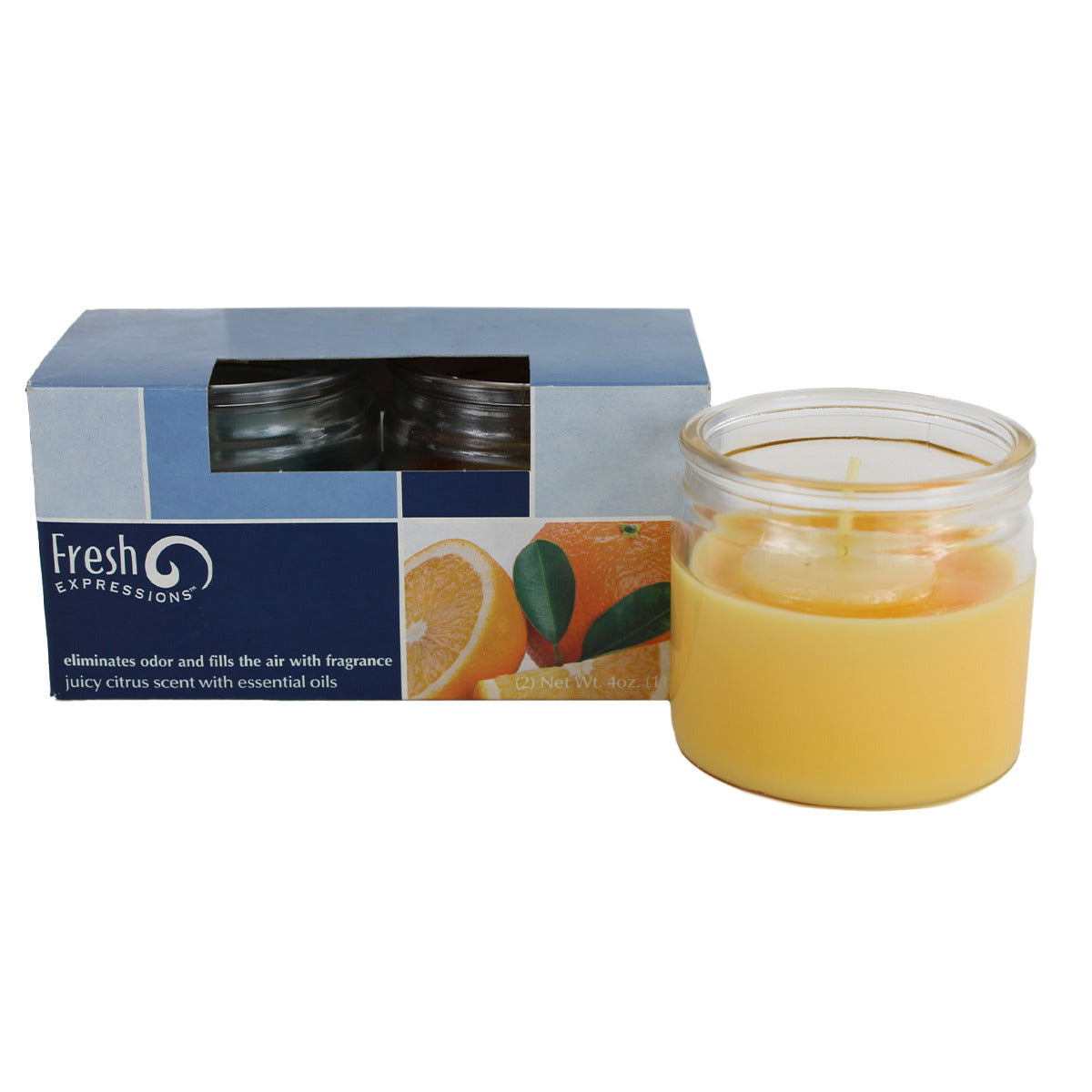 Scented Jar Candles 4 OZ. Juicy Citrus (2 Pack) with Essential Oils