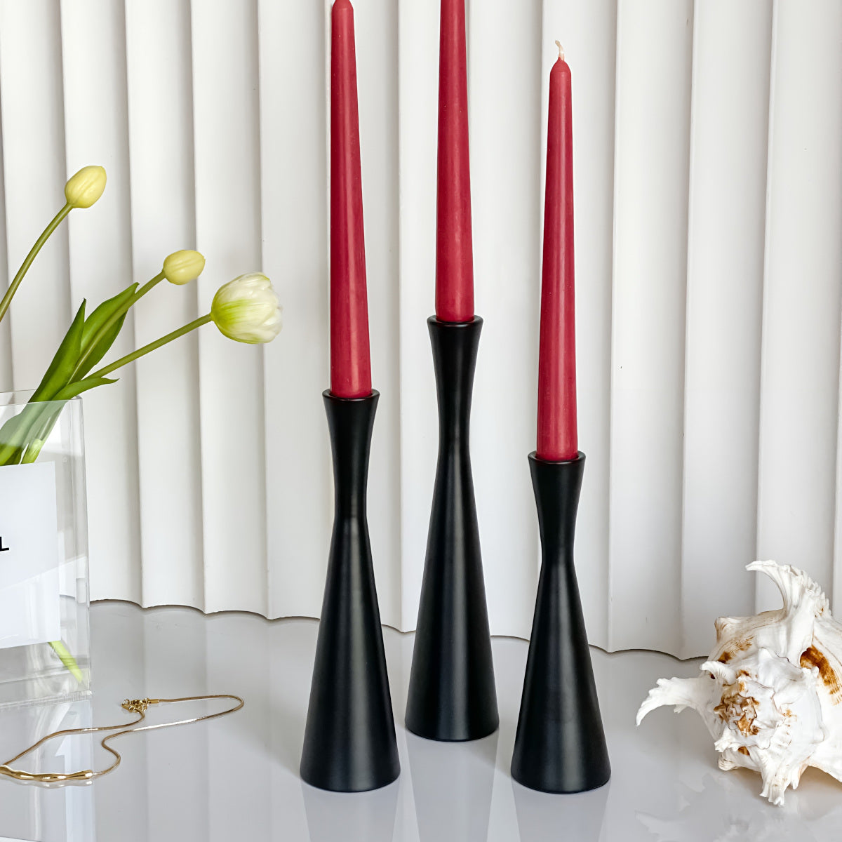 Elegant Metal Taper Candle Holders Set of 3