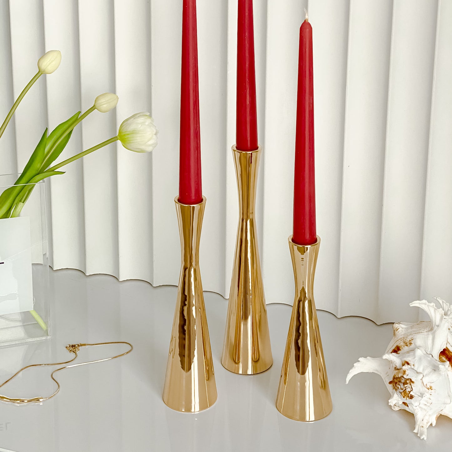 Elegant Metal Taper Candle Holders Set of 3