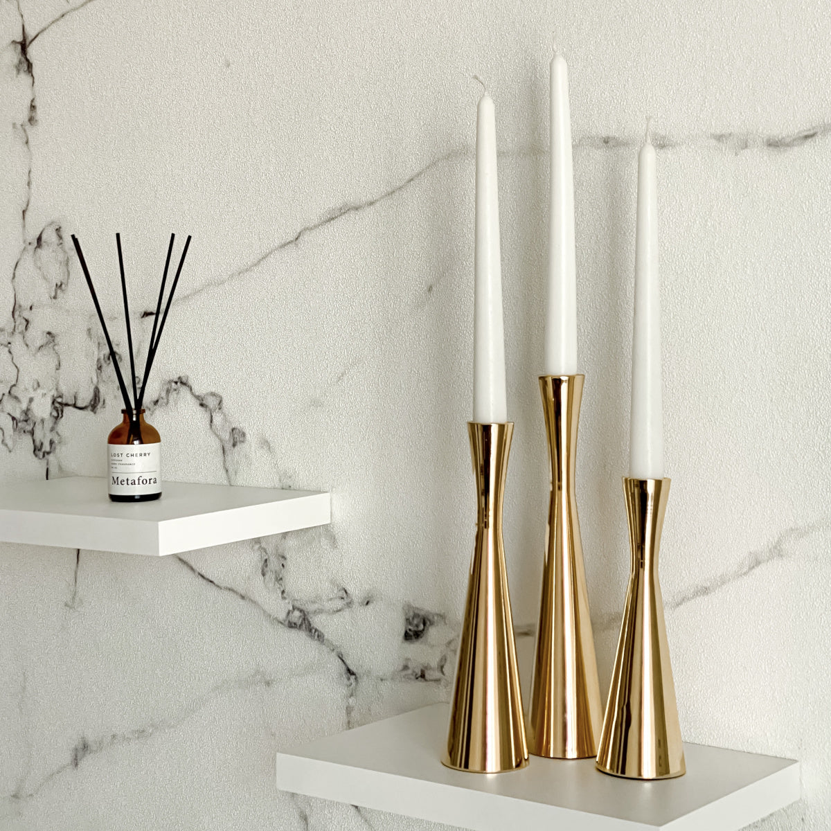 Elegant Metal Taper Candle Holders Set of 3