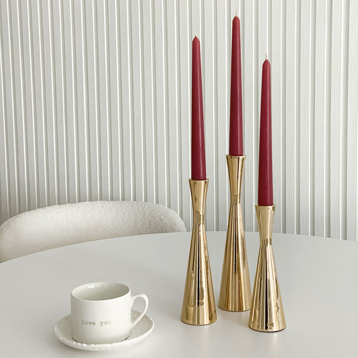 Elegant Metal Taper Candle Holders Set of 3