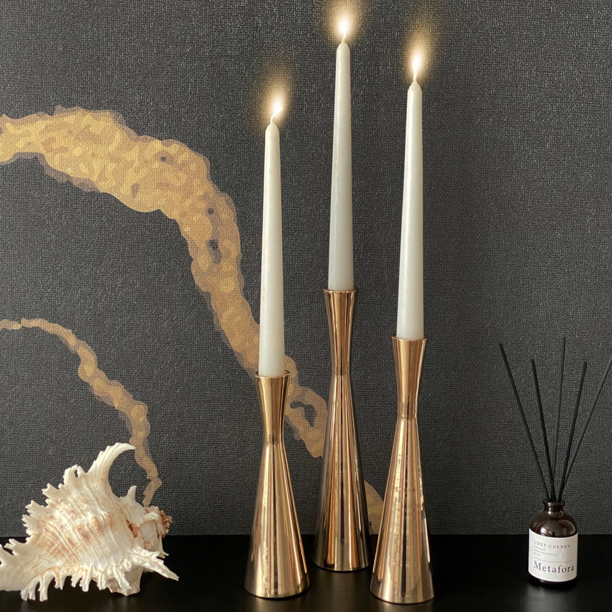 Elegant Metal Taper Candle Holders Set of 3